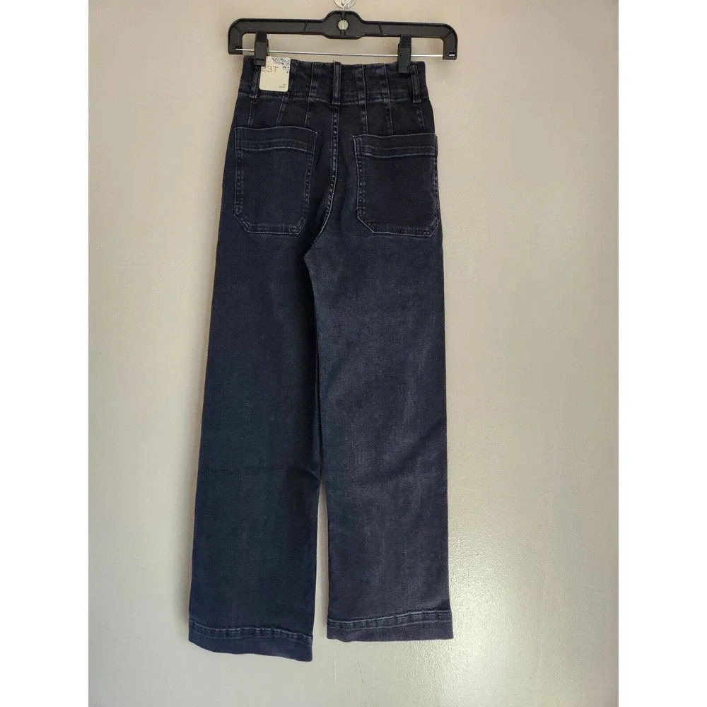 NWT Anthropologie Pilcro The Skipper Wide-Leg Jeans Size 23T Dark Grey - Picture 7 of 15